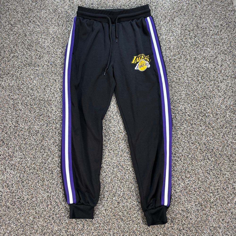 NBA Los Angeles Lakers Track Pants Men's Small Black Purple White Side Stripe